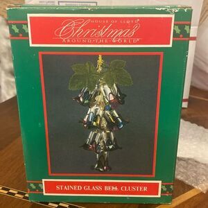 Vintage Christmas stained glass bell cluster